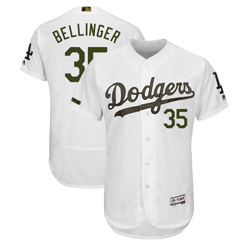 Dodgers #35 Cody Bellinger White Flexbase Authentic Collection 2018 Memorial Day Stitched MLB Jersey - Click Image to Close